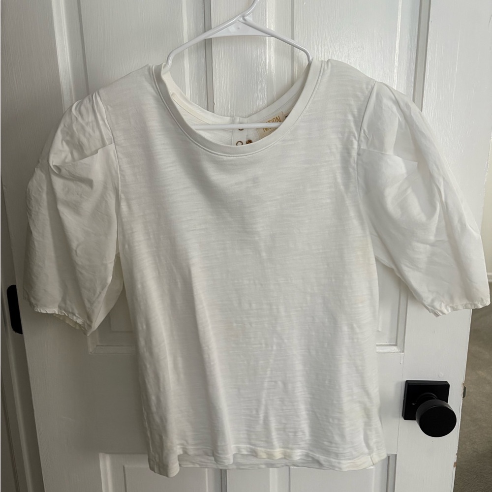 Nation LTD White Puff Sleeve Top